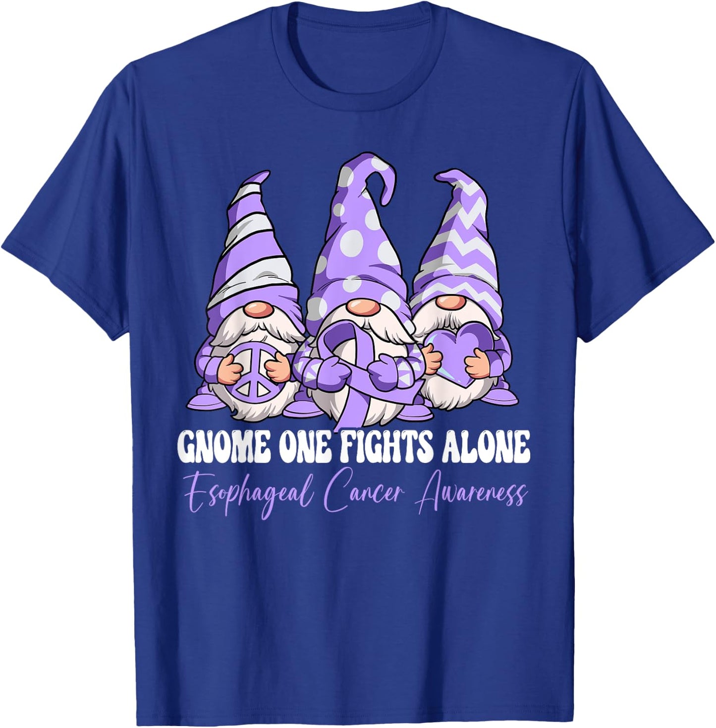 Gnome One Fights Alone Esophageal Cancer Awareness T-Shirt - T-Shirt | Royal