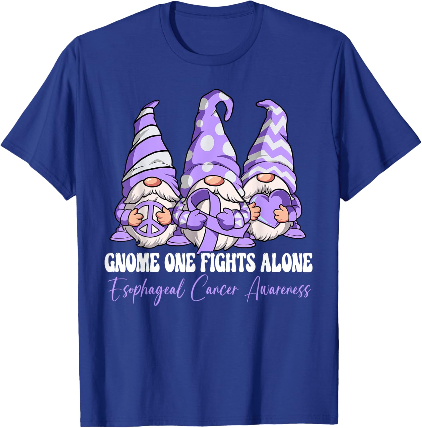 Gnome One Fights Alone Esophageal Cancer Awareness T-Shirt - T-Shirt | Royal