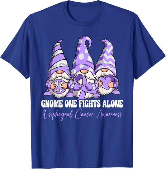 Gnome One Fights Alone Esophageal Cancer Awareness T-Shirt - T-Shirt | Royal