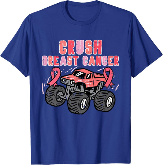 Pink Monster Truck Breast Cancer Awareness Toddler Boy Kids T-Shirt - T-Shirt | Royal