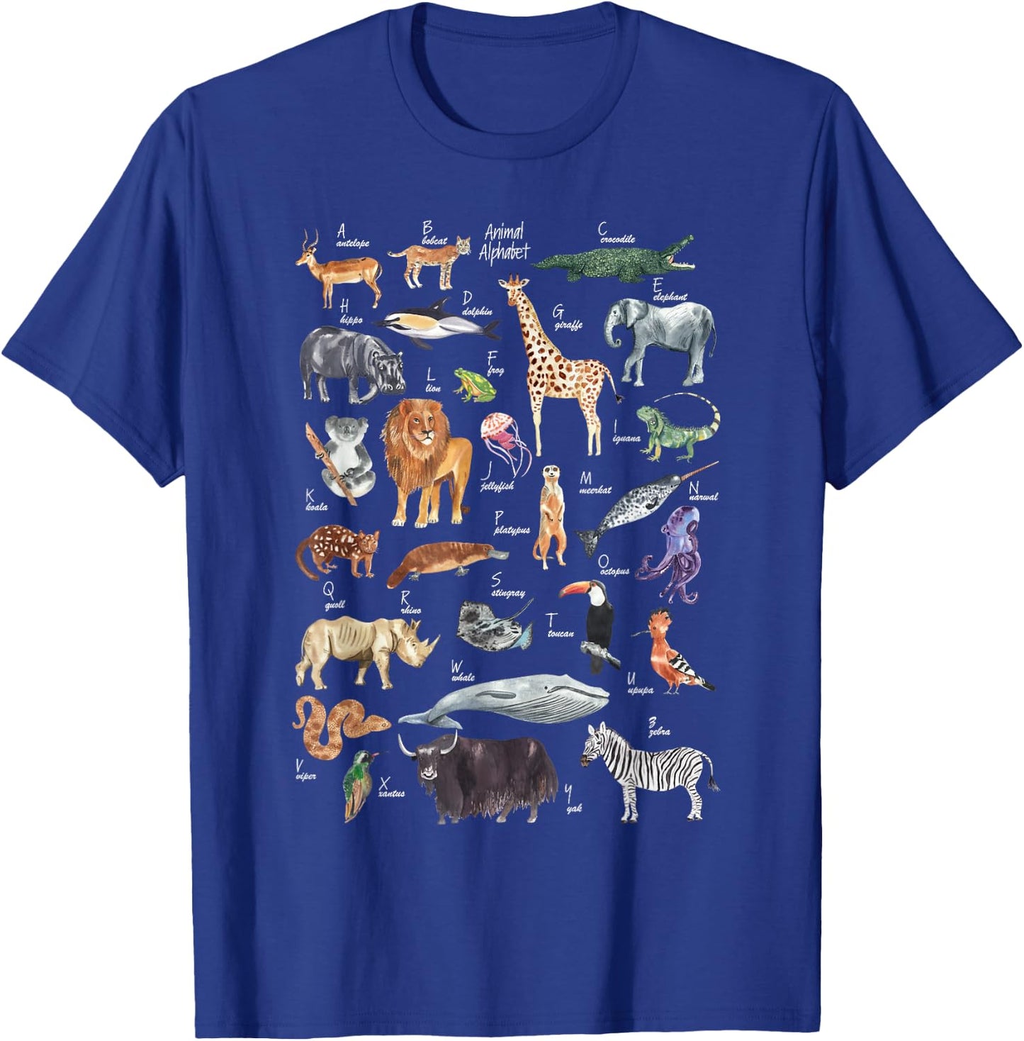 animal alphabet ABCs Learning T-Shirt - T-Shirt | Royal