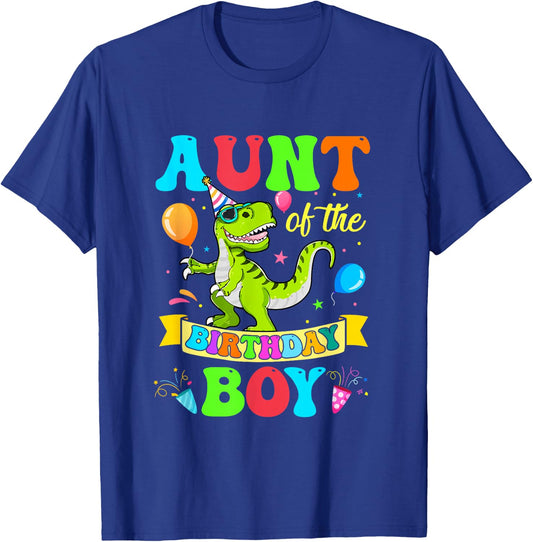 Love Family Matching Aunt Of The Birthday Boy T-Rex Dinosaur Birthday Party T-Shirt - T-Shirt | Royal