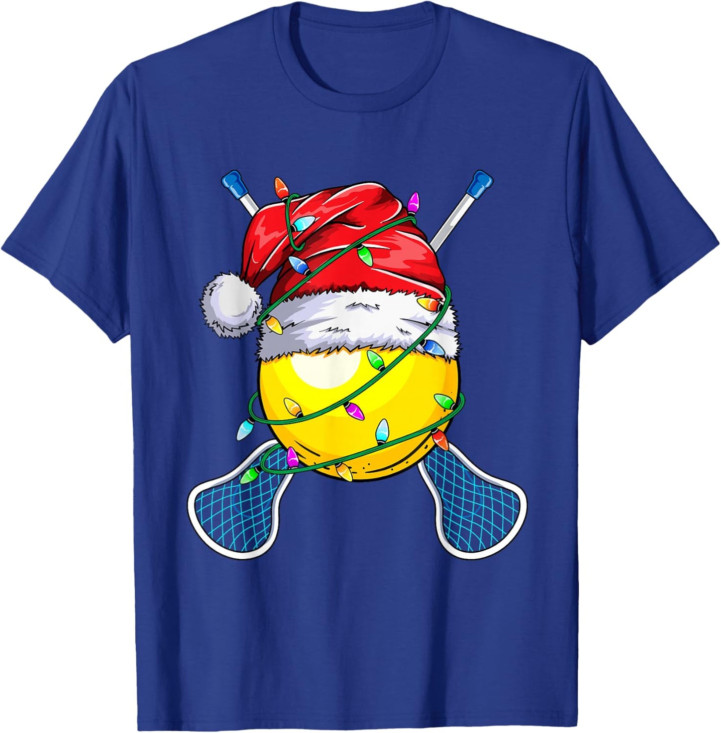 Santa Sports Design- Christmas Lacrosse Player T-Shirt - T-Shirt | Royal