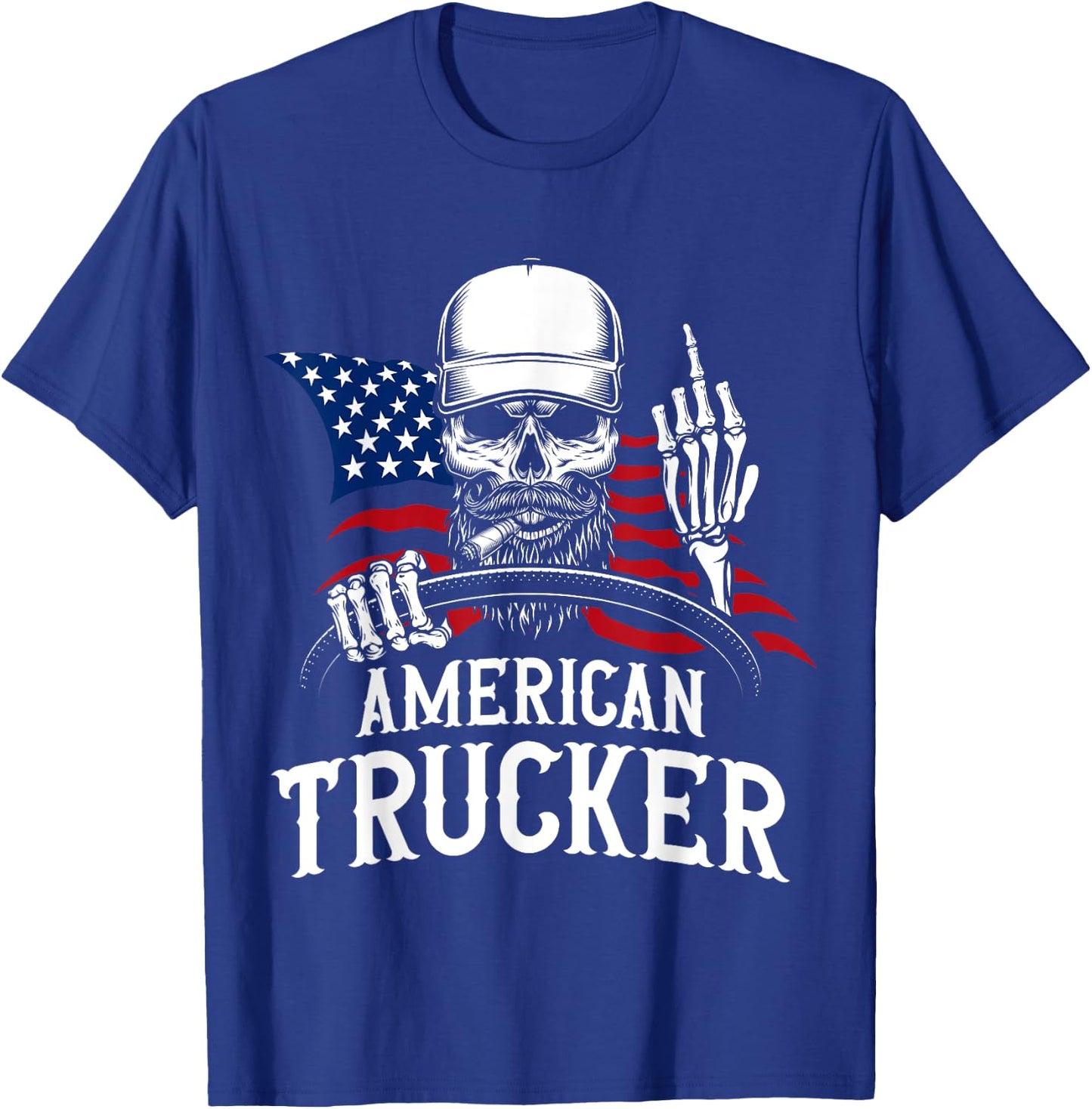 American Trucker for Patriotic Truck Driver T-Shirt - T-Shirt | Royal