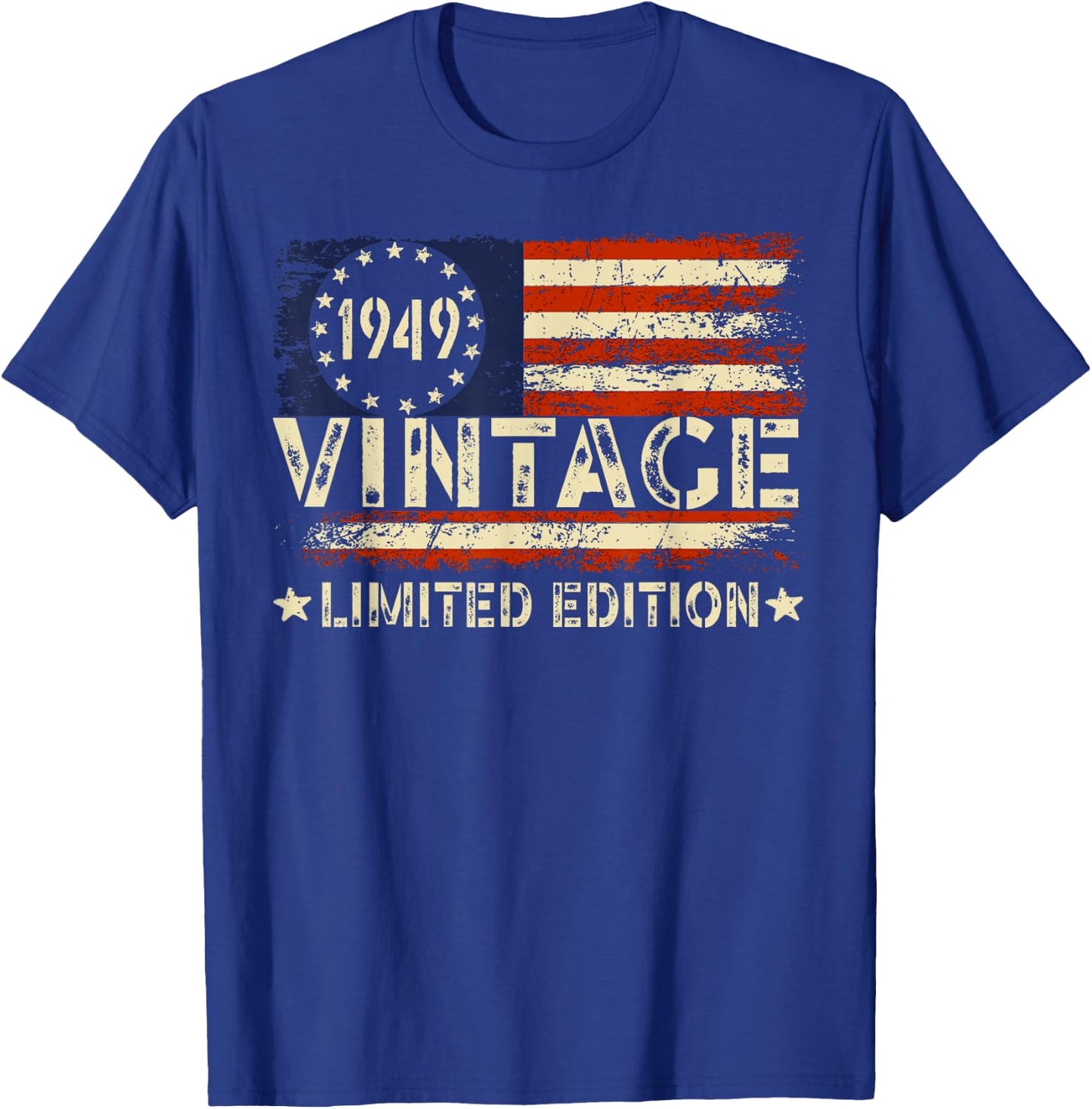Vintage 1949 Limited Edition 75 Year Old Gifts 75th Birthday T-Shirt - T-Shirt | Royal