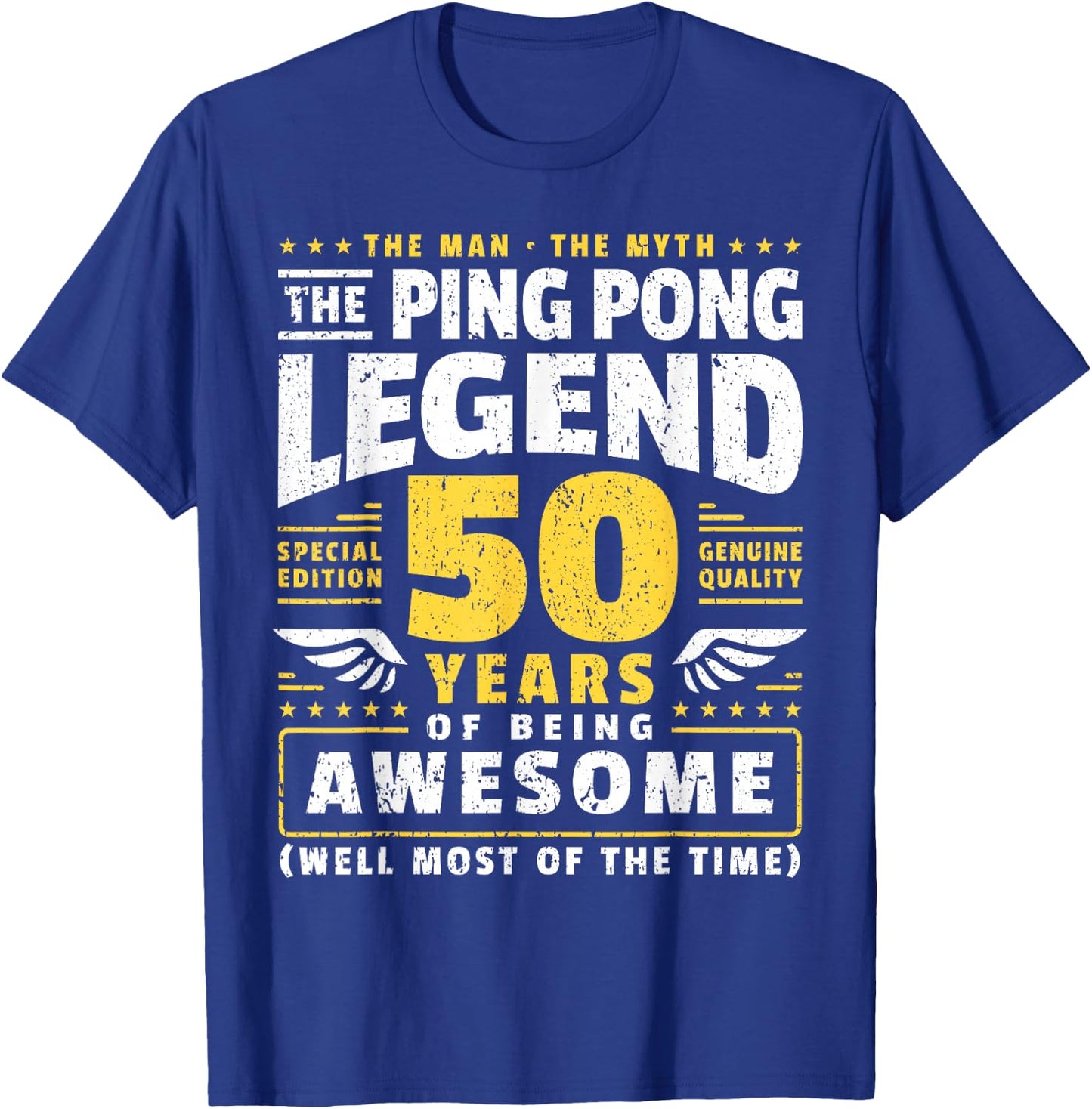 50th Birthday Ping Pong Player 50 Years Old Table Tennis T-Shirt - T-Shirt | Royal
