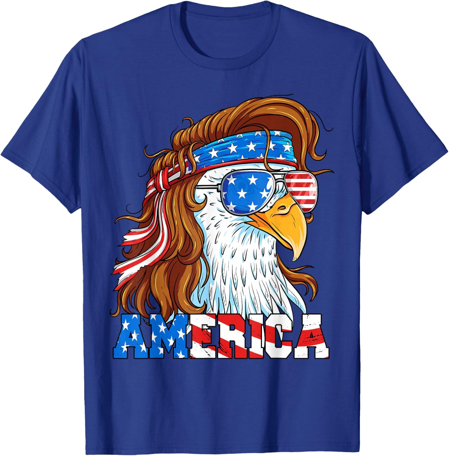 America Eagle 4th of July Mullet American Flag USA Patriotic T-Shirt - T-Shirt | Royal