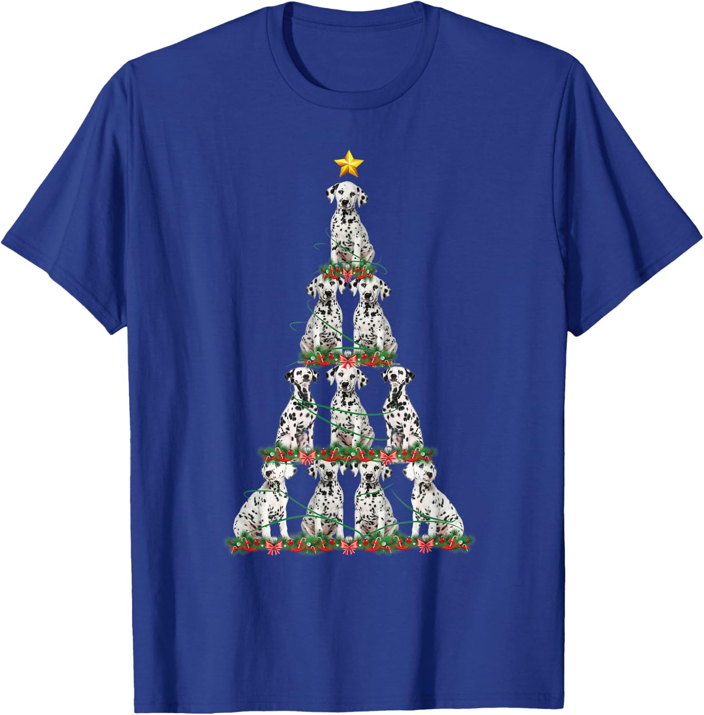 Merry Christmas Dalmatian Dog Christmas Tree T-Shirt - T-Shirt | Royal