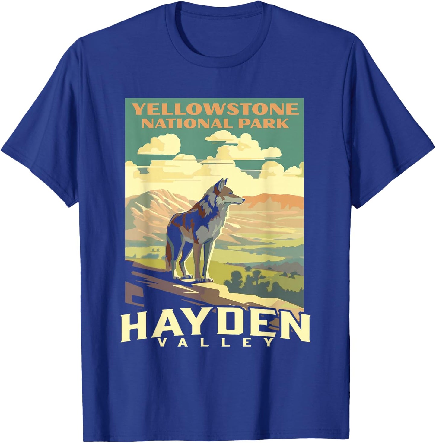 Yellowstone National Park Hayden Valley Wolf WPA Poster T-Shirt - T-Shirt | Royal