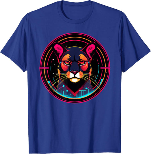 Cougar Mountain Lion in Space Funny Animals Galaxy Explorers T-Shirt - T-Shirt | Royal