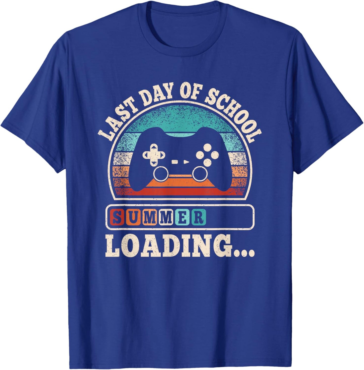 Funny Last Day Of School Gaming Teacher Student Boys Kids T-Shirt - T-Shirt | Royal