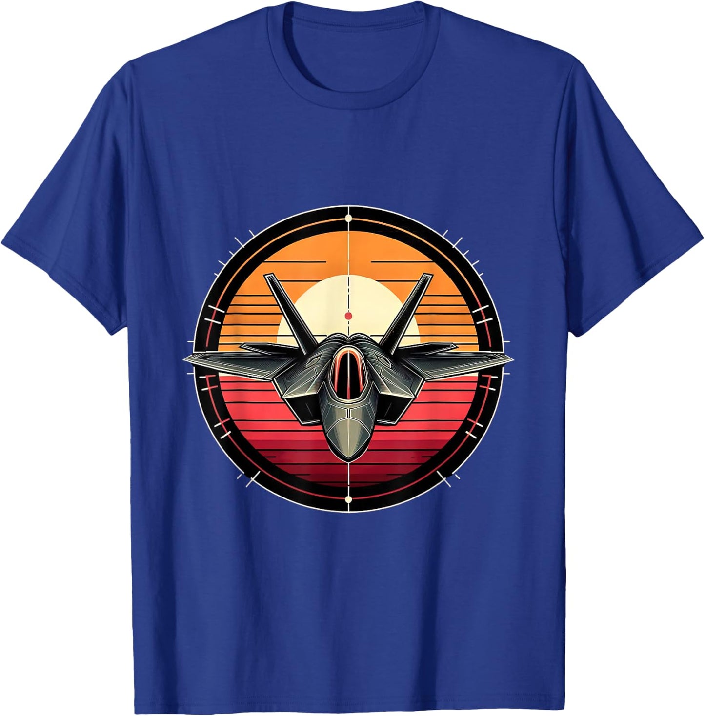 F-22 Raptor Fighter Jet Silhouette Sunset Military Aviation T-Shirt - T-Shirt | Royal