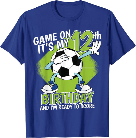 12 Year Old Soccer Player Boy 12th Birthday Soccer Theme T-Shirt - T-Shirt | Royal