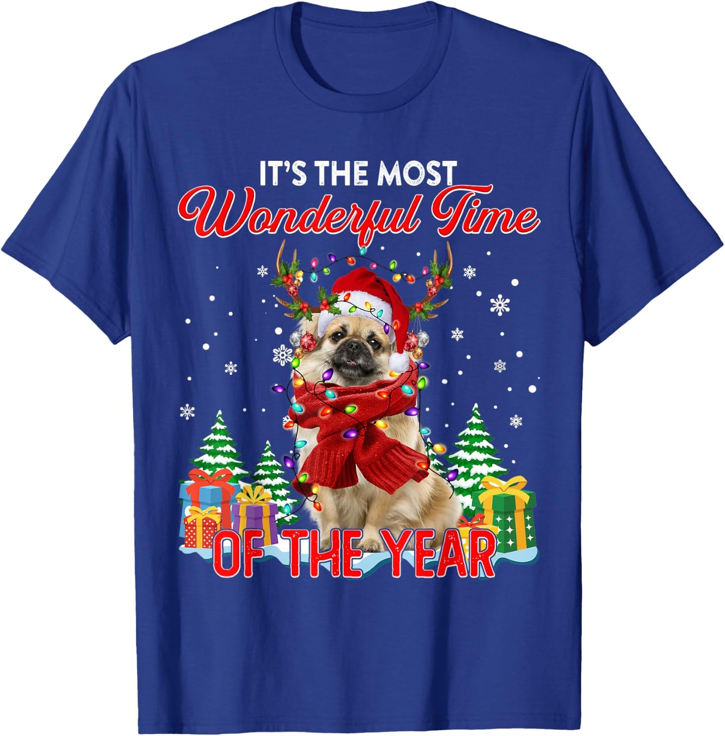 Tibetan Spaniel Christmas Lights Its The Most Wonderful Time T-Shirt - T-Shirt | Royal
