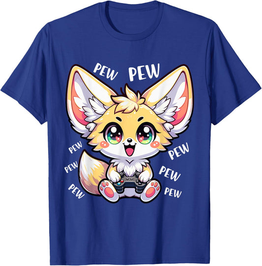 Fennec Fox Playing Video Games - Funny Gamer Boys Kids T-Shirt - T-Shirt | Royal