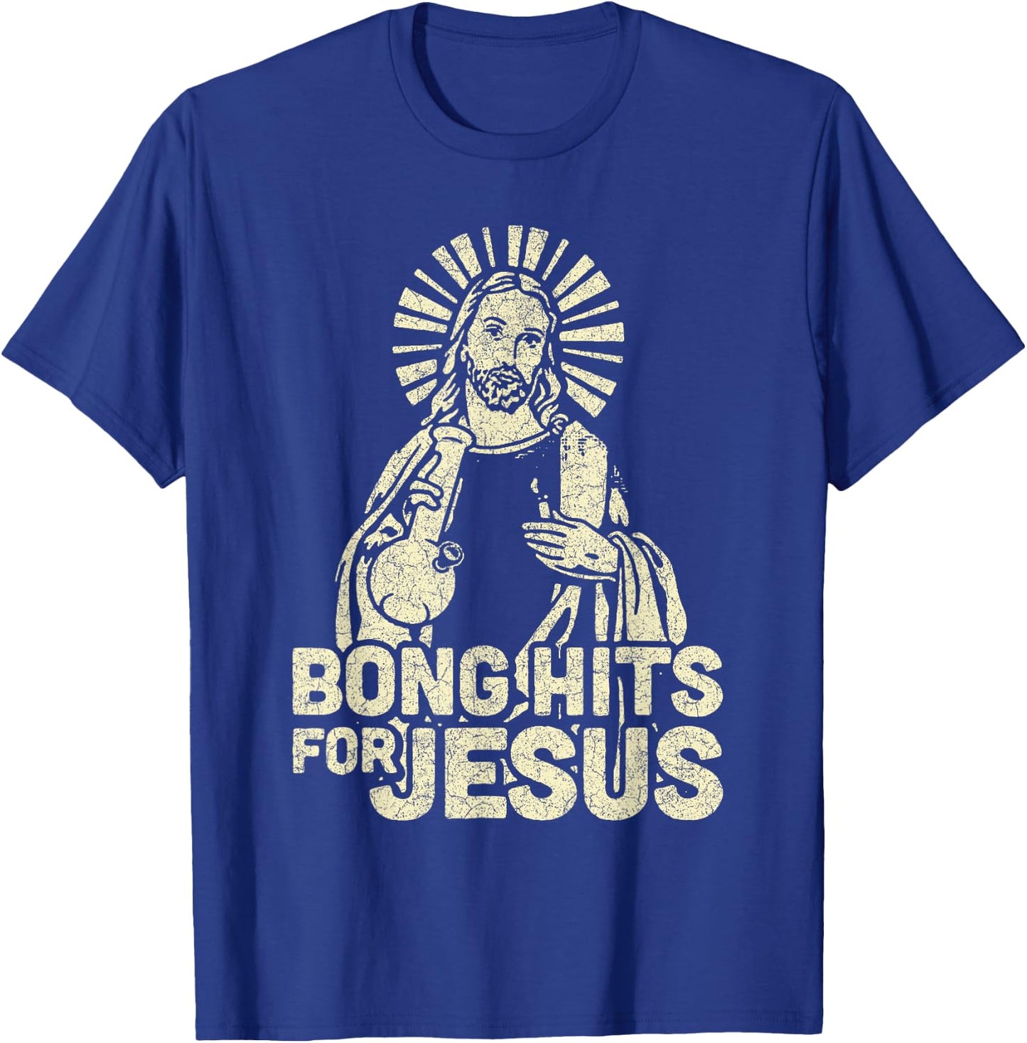 Bong Hits For Jesus Christian Jesus Graphic T-Shirt - T-Shirt | Royal