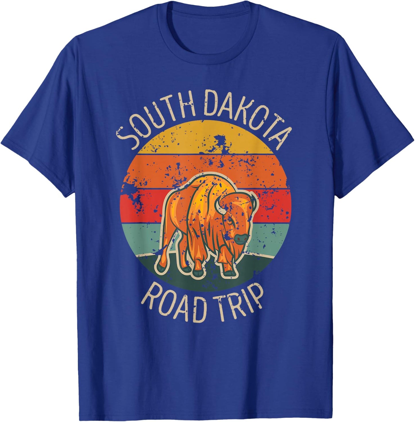 South Dakota Family Road Trip Buffalo Bison Matching Vintage T-Shirt - T-Shirt | Royal