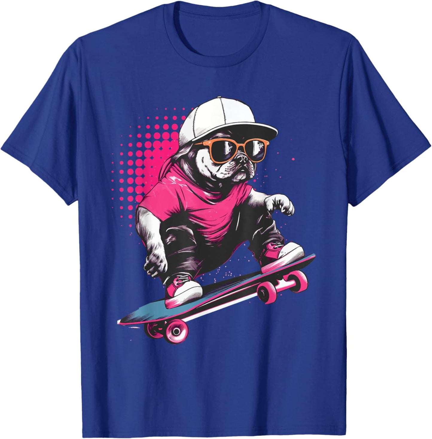Pug Skater - Skaterboard Skateboarding Dog Lover Puppy Owner T-Shirt - T-Shirt | Royal