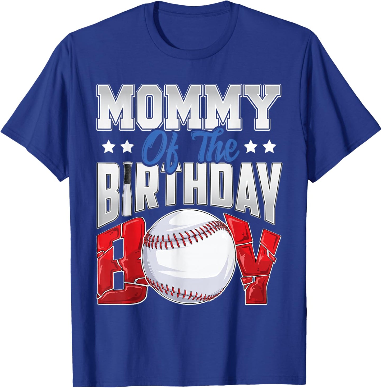 Mommy Baseball birthday Boy Family Baller b-day Party T-Shirt - T-Shirt | Royal