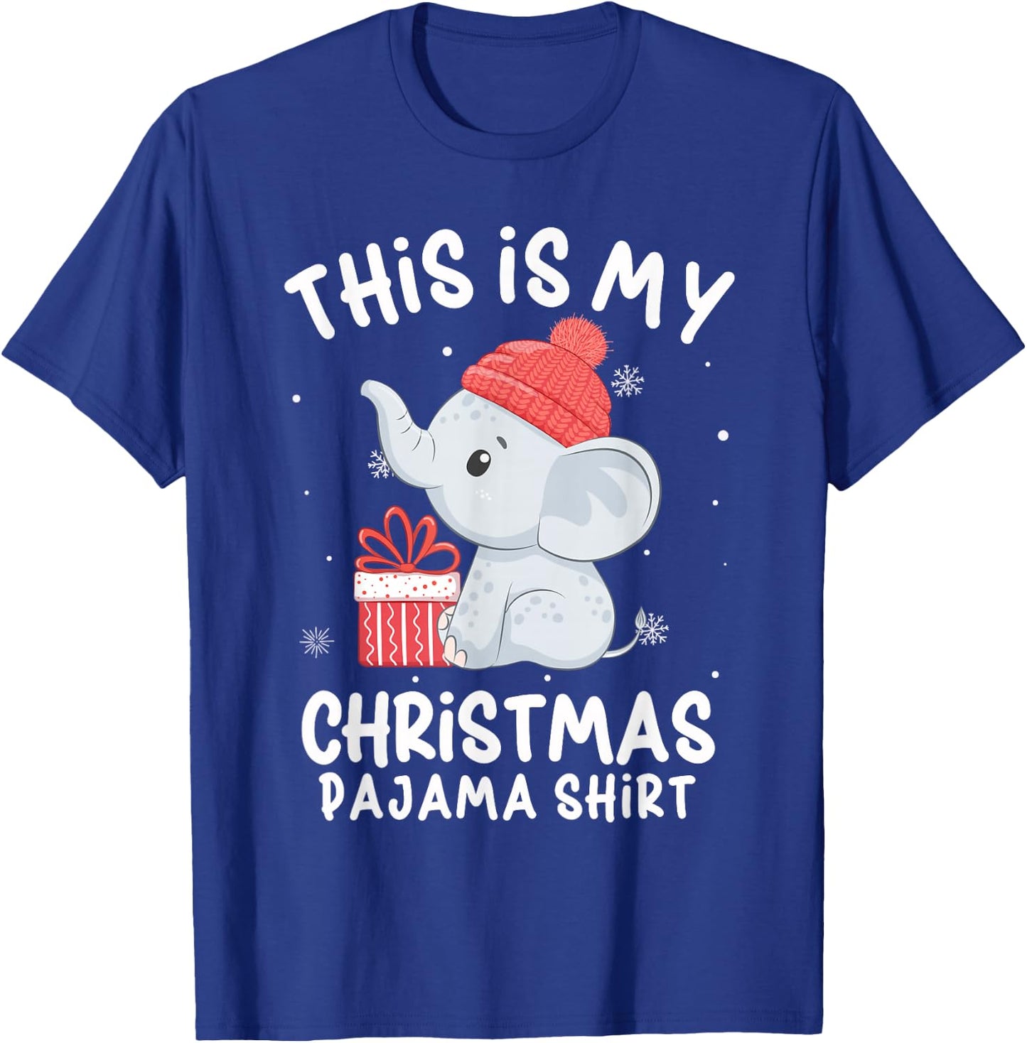 This Is My Christmas Pajama Shirt Baby Elephant Hat Xmas T-Shirt - T-Shirt | Royal