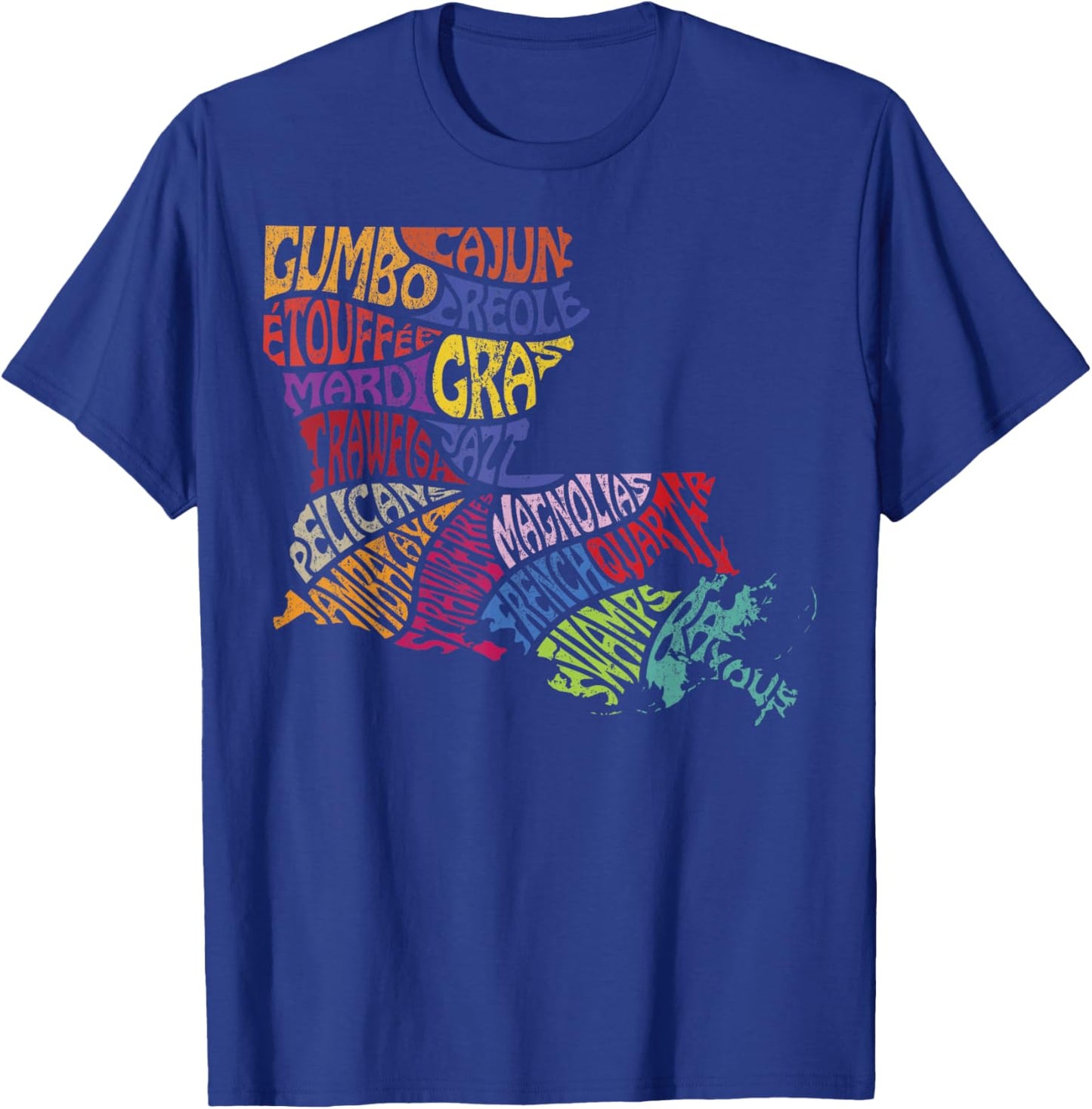 Louisiana State Map Mardi Gras Creole Cajun Culture T-Shirt - T-Shirt | Royal