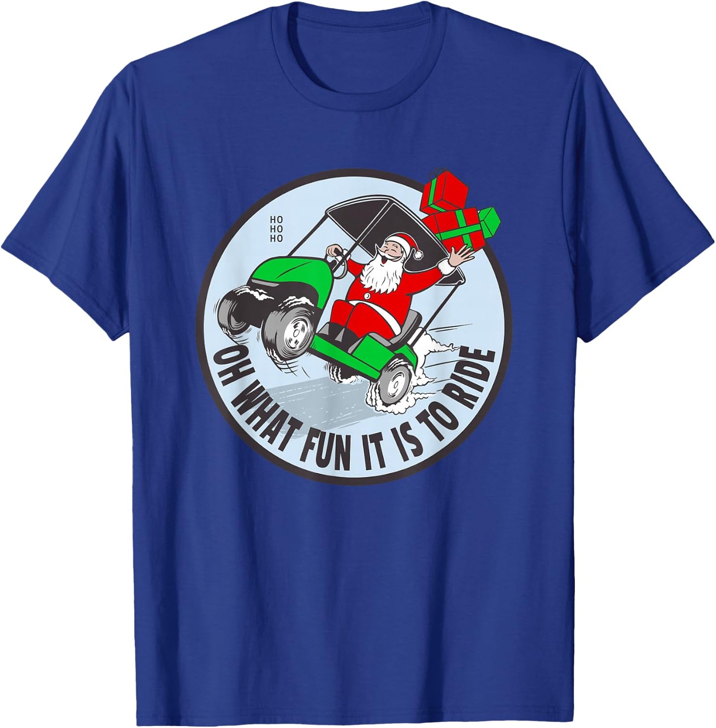 Funny Golfing Santa Claus - Christmas Golfer Golf Cart T-Shirt - T-Shirt | Royal