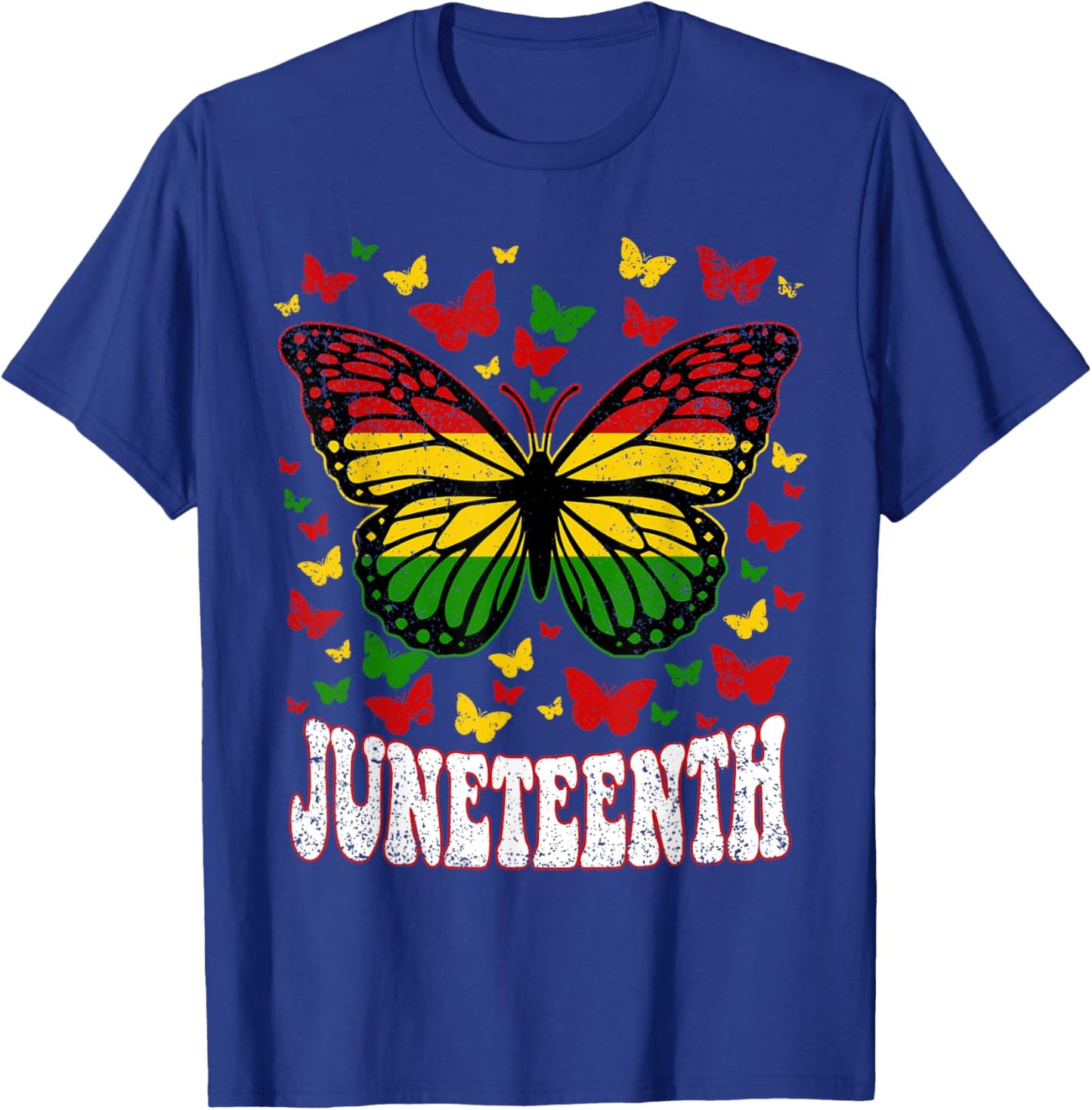 Butterflies Juneteenth Retro Black History African American T-Shirt - T-Shirt | Royal