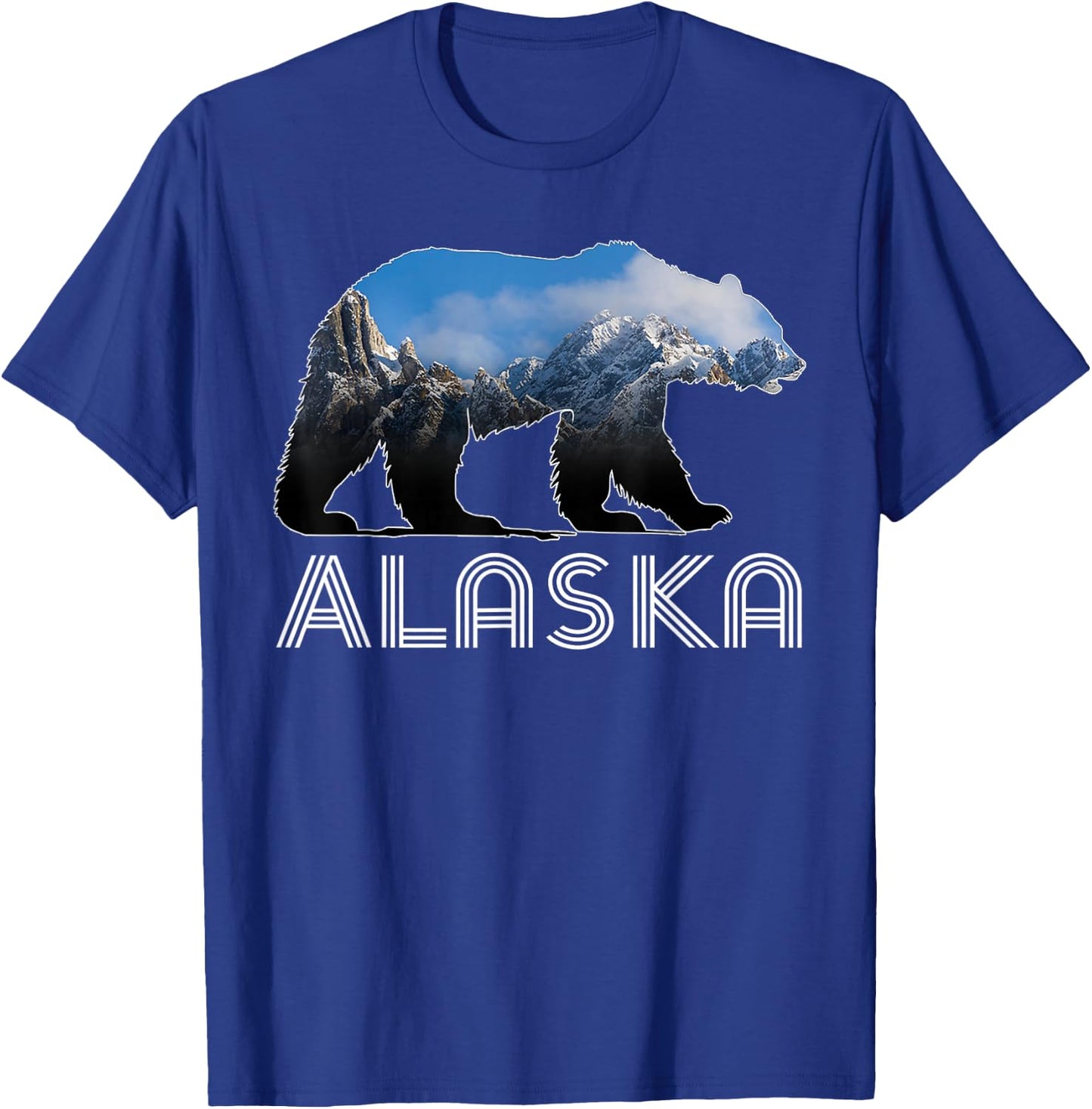 Alaskan Mountains Bear Grizzly Alaska State Souvenirs T-Shirt - T-Shirt | Royal