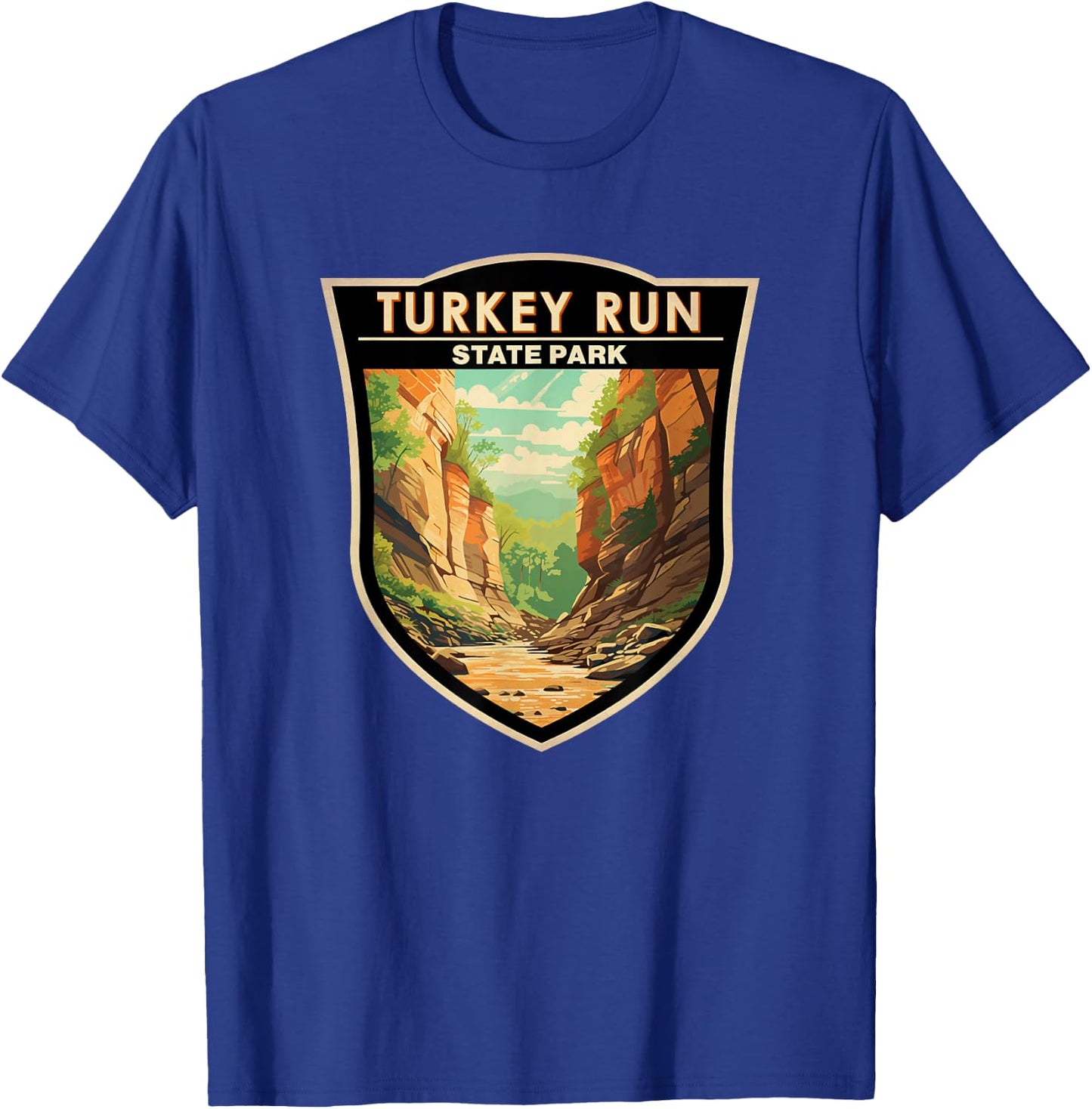 Turkey Run State Park Indiana Badge Vintage T-Shirt - T-Shirt | Royal