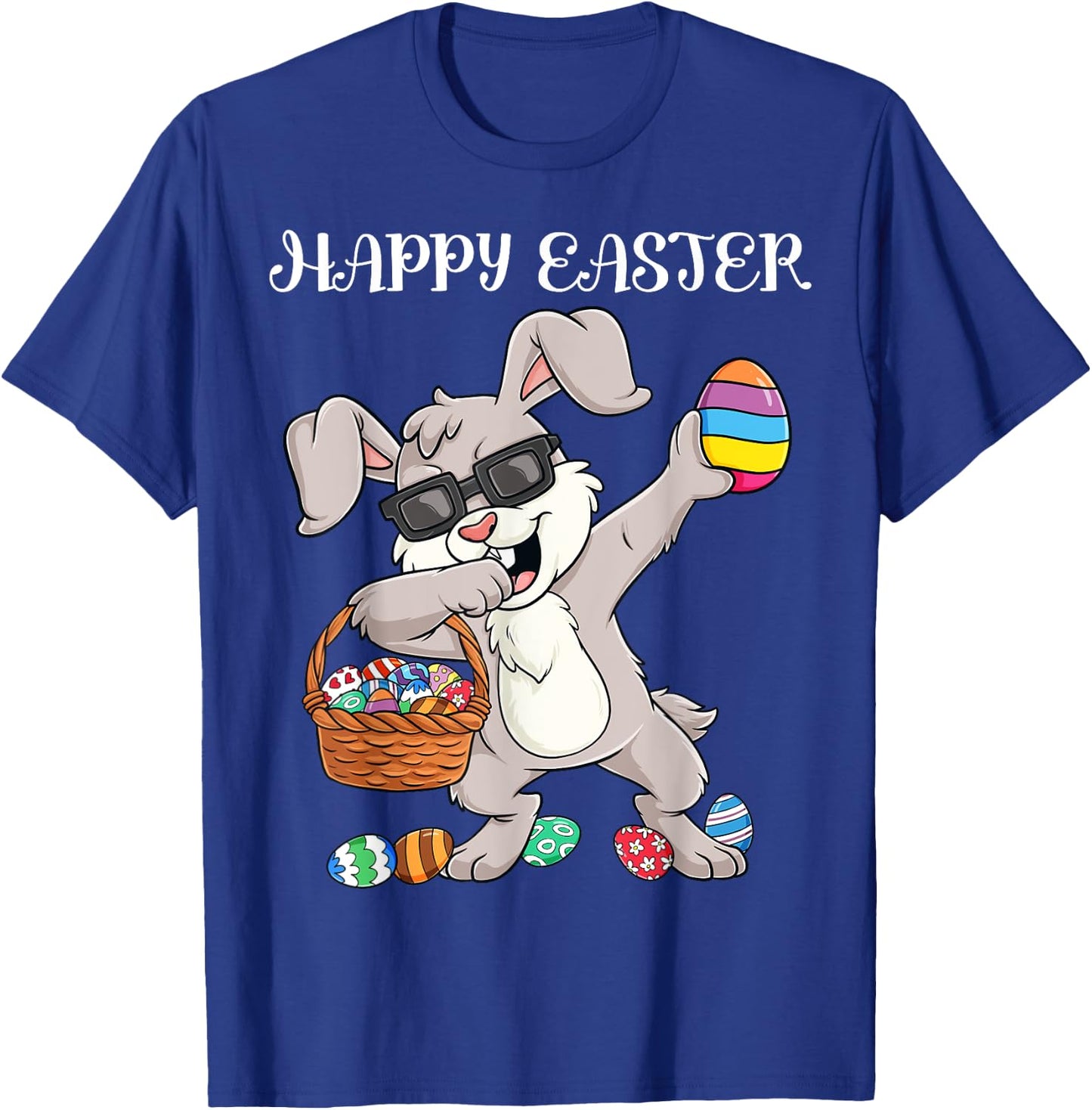 Happy Easter Day Dabbing Rabbit Eggs Toddler Boys Girls Kids T-Shirt - T-Shirt | Royal