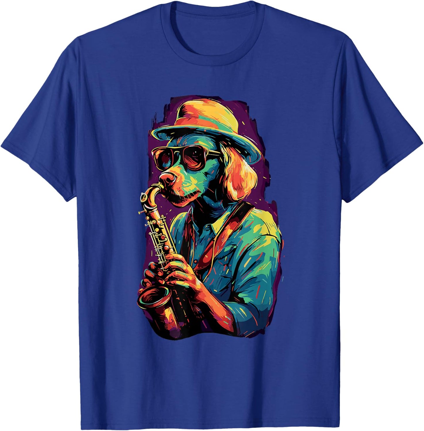 Dog With Saxophone Dog Playing Saxophone T-Shirt - T-Shirt | Royal