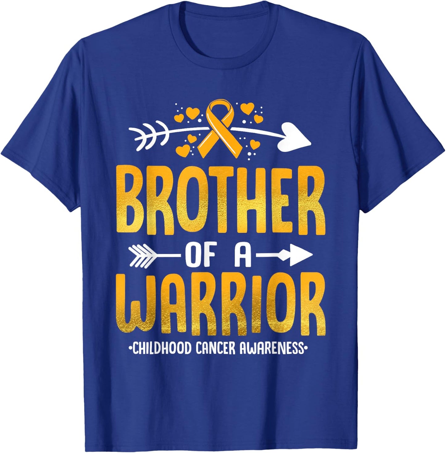 Brother Of A Warrior Childhood Cancer Awareness Gold Ribbon T-Shirt - T-Shirt | Royal