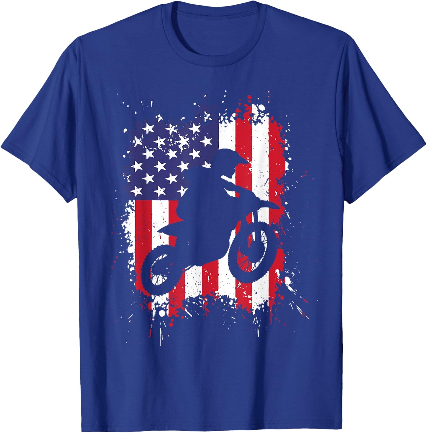 Best Dirt Bike Boys Dirtbike Racing US Flag Biker T-Shirt - T-Shirt | Royal