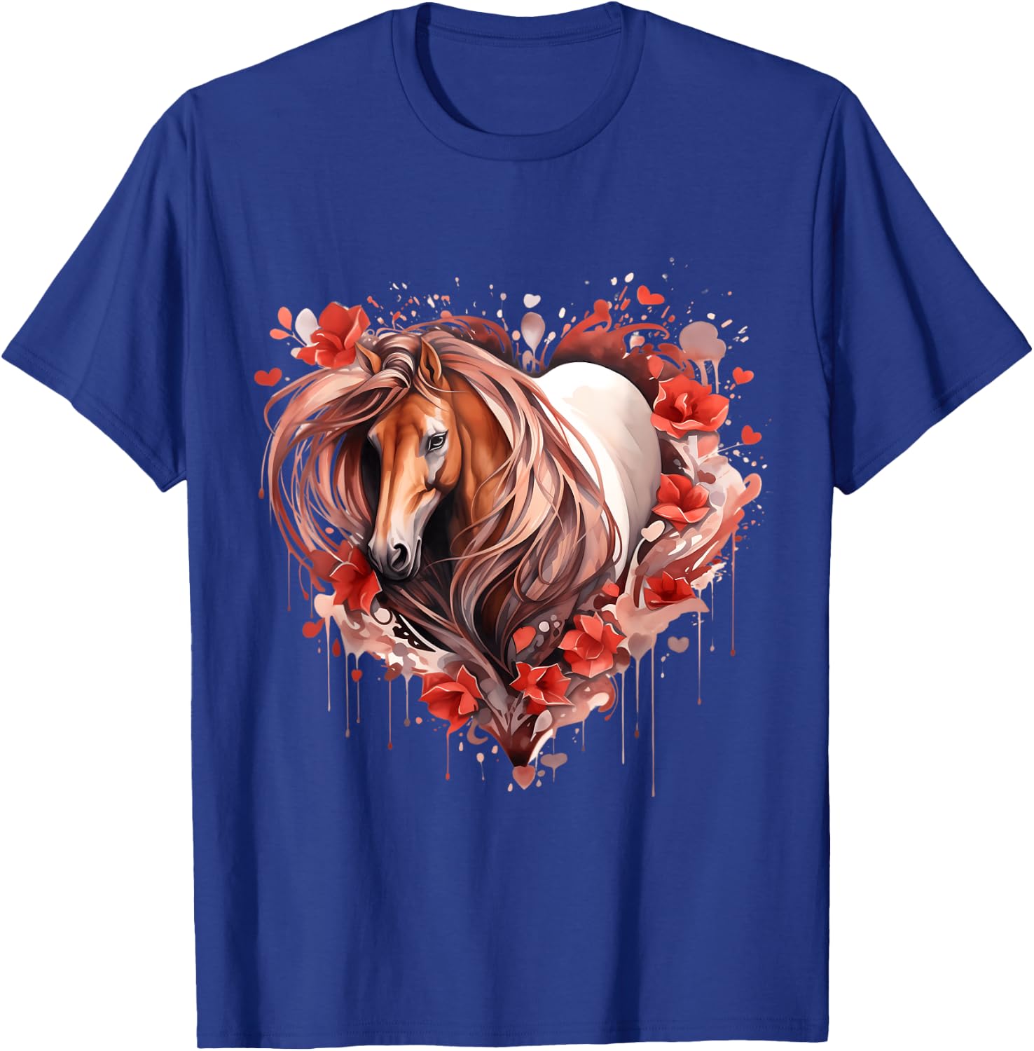 Heart With Horse Head For Horseback Riding Horse T-Shirt - T-Shirt | Royal