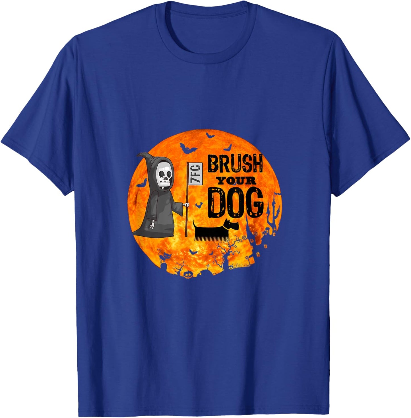Funny Dog Groomer ,Brush Your Dog Grooming reaper Halloween T-Shirt - T-Shirt | Royal