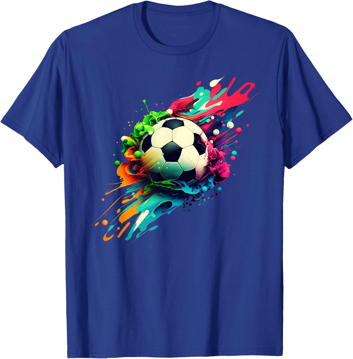 Football with Colourful Paint Splashes Party Crew T-Shirt - T-Shirt | Royal