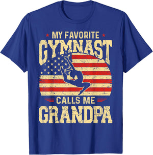 My Favorite Gymnast Calls Me Grandpa Funny Fathers Day T-Shirt - T-Shirt | Royal
