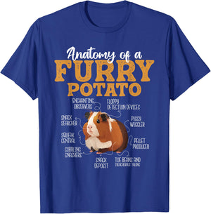 Funny Guinea Pig Shirts - Anatomy Of A Furry Potato - Guinea Pig Animal Rodent Lover - Women's Black Short Sleeve Classic Fit Cotton 60% Polyester 40% - Small T-Shirt - T-Shirt | Royal