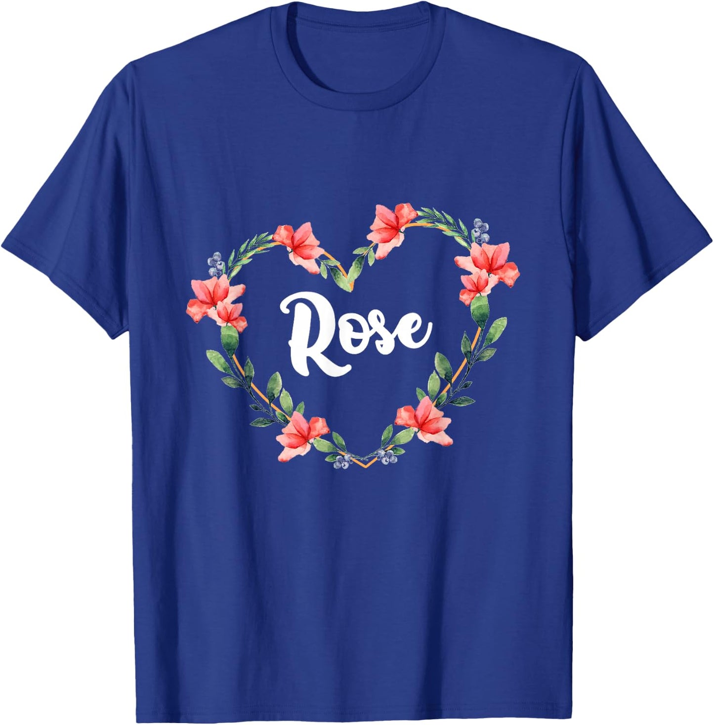 Rose Flower Heart Personalized Name Rose T-Shirt - T-Shirt | Royal