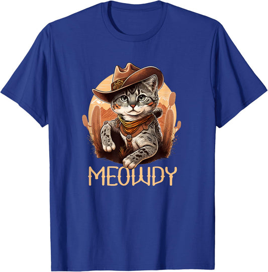 Meowdy Cat Funny Howdy Meme Western Cowboy Kitten T-Shirt - T-Shirt | Royal