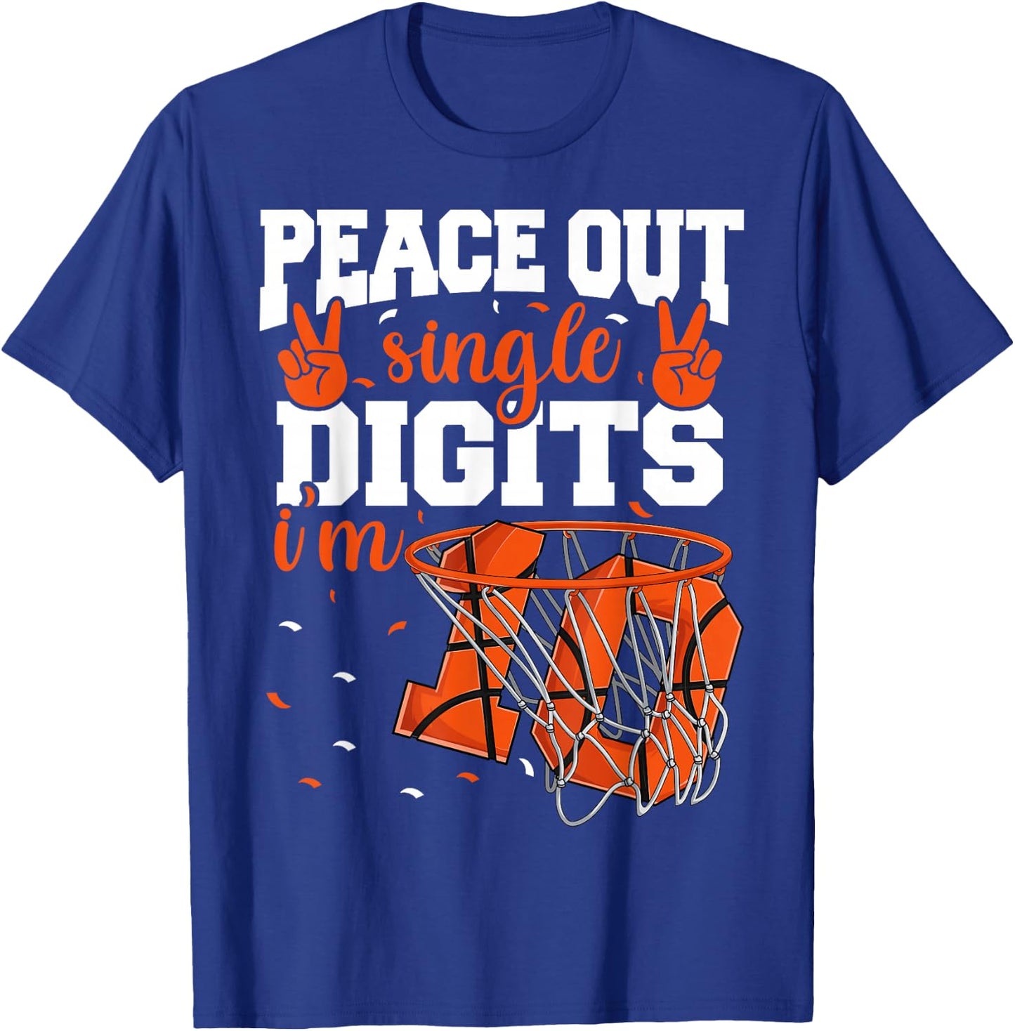 10th Birthday Shirts Boys Basketball Peace Out Single Digits T-Shirt - T-Shirt | Royal