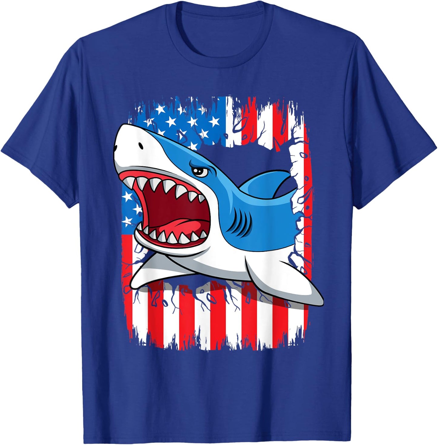 Shark 4th Of July Kids USA American Flag Boys Jawsome T-Shirt - T-Shirt | Royal