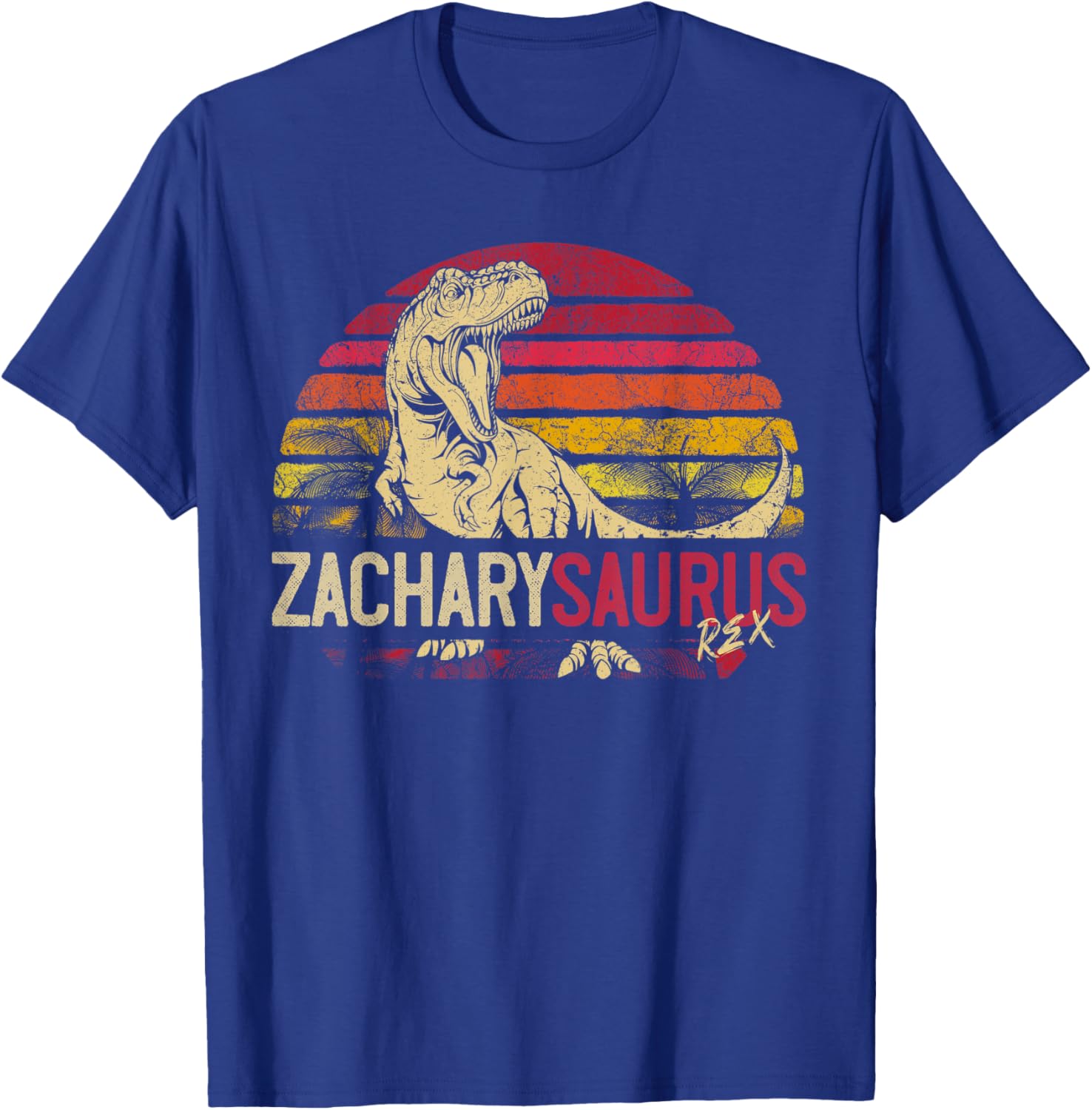 Zachary Saurus Funny Personalized Dinosaur T Rex Name Gift T-Shirt - T-Shirt | Royal