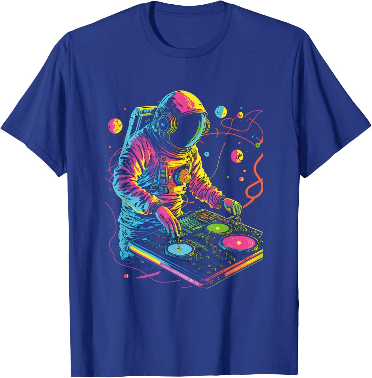 Astronaut DJ, DJing in Space, EDM cool Graphic T-Shirt - T-Shirt | Royal