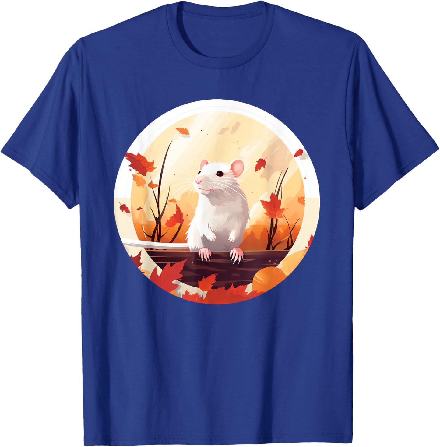 Funny windy Autumn Season with Fall and white Rats for Pets T-Shirt - T-Shirt | Royal