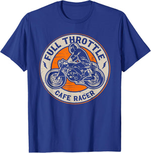 Full Throttle - Vintage Badge Cafe Racer T-Shirt - T-Shirt | Royal