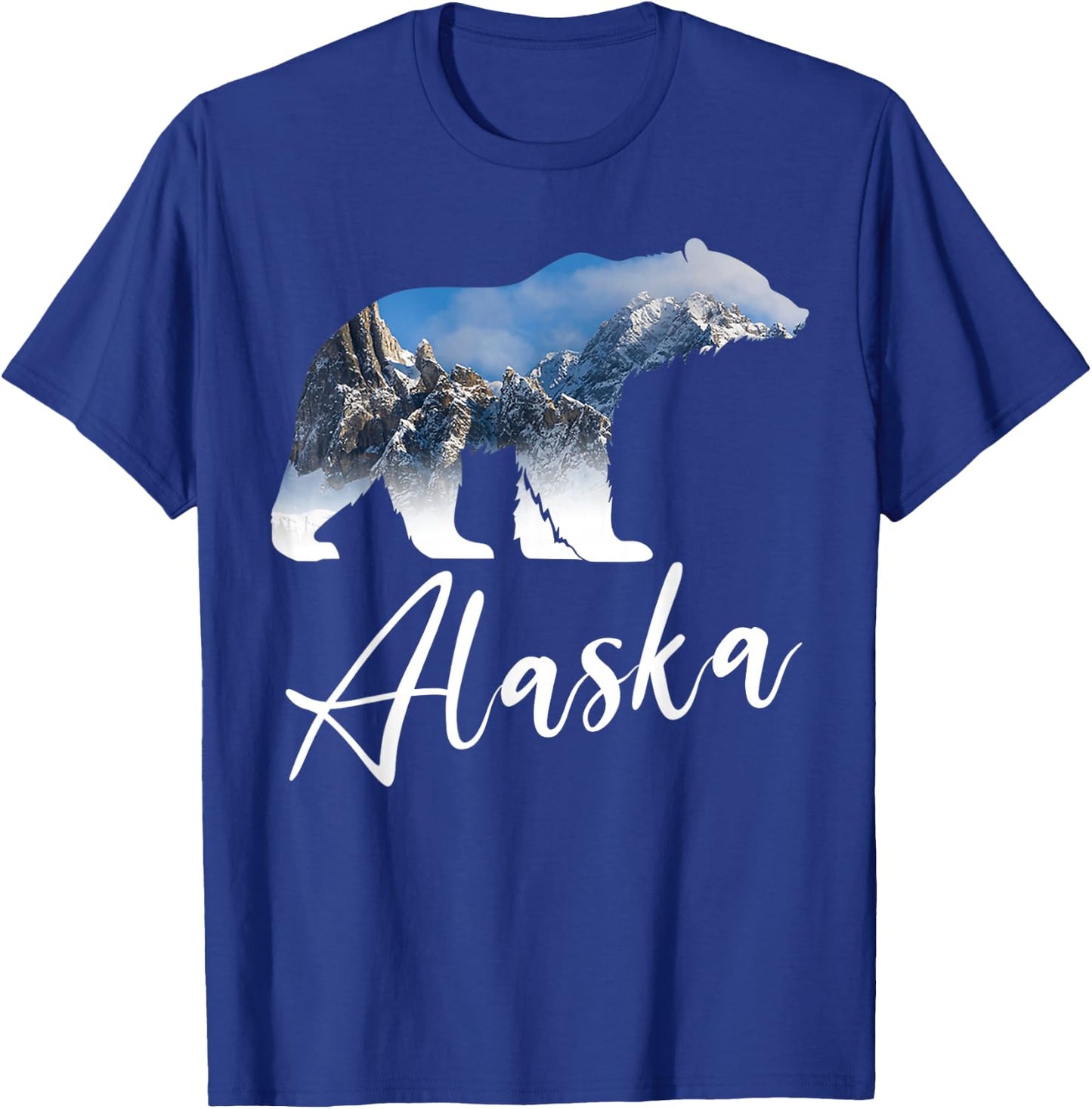 Alaskan Mountains Bear Grizzly Alaska State Souvenirs T-Shirt - T-Shirt | Royal