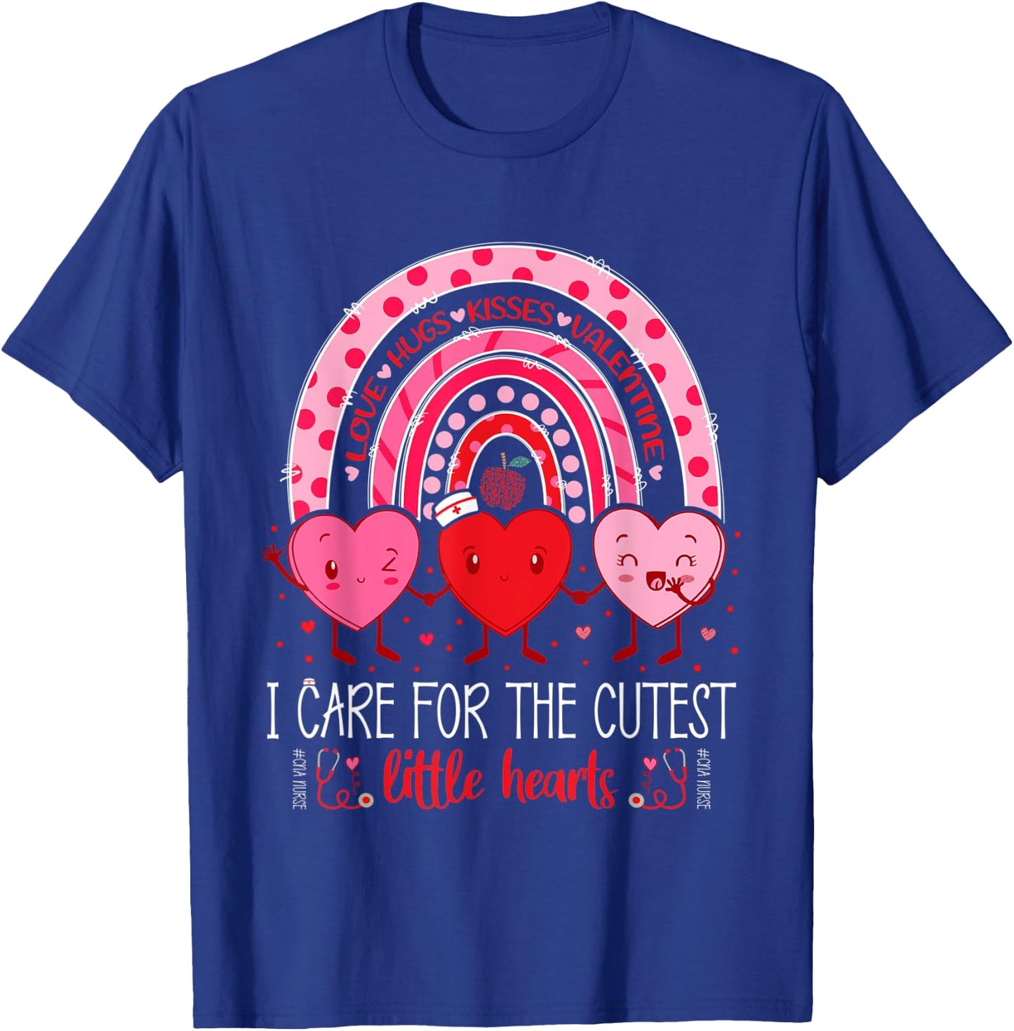 Care For Cutest Little Hearts CNA Nurse Valentines Day Cute T-Shirt - T-Shirt | Royal