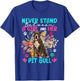 Never Stand Between A Girl And Her Pit Bull Floral Dog T-Shirt - T-Shirt | Royal