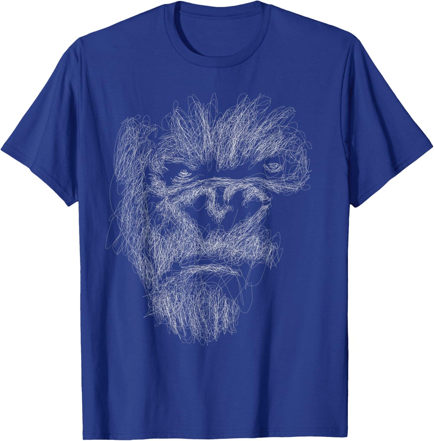 gorilla head scribble art face for lover Silverback animal T-Shirt - T-Shirt | Royal